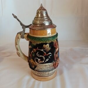 Vintage German Lidded Stoneware Beer Stein